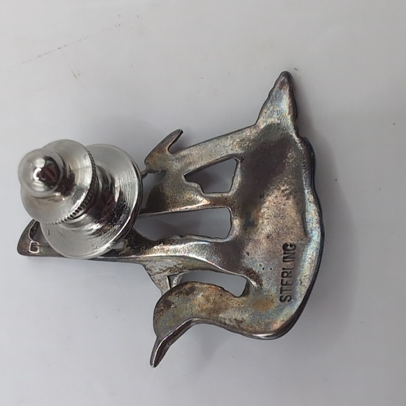 Vintage Sterling Silver Lapel Pin Brooch - Ducks Swimming In Grasses - Picture 3 of 4